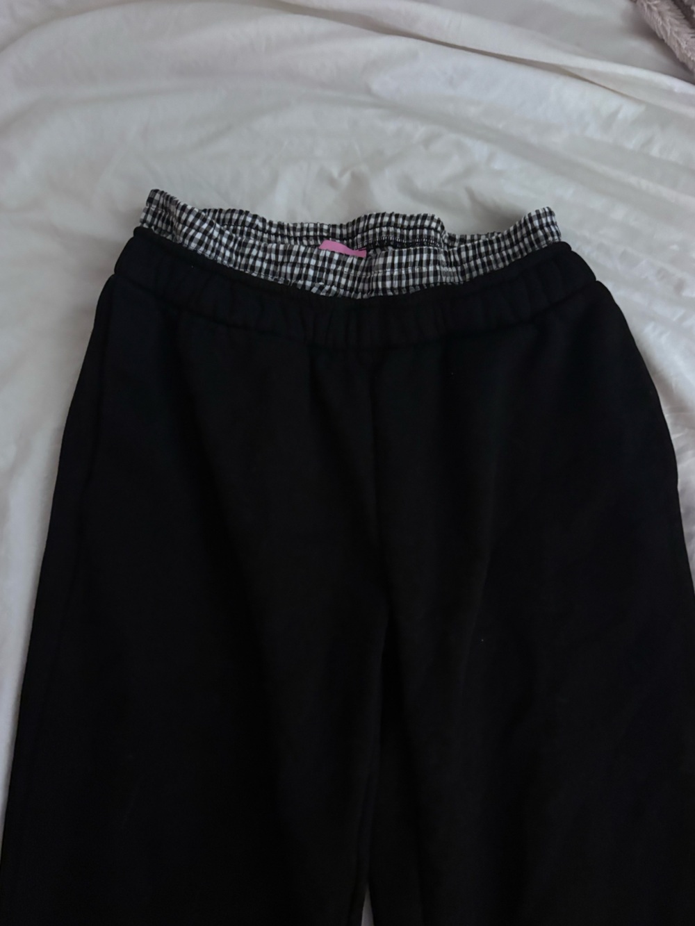 Edikted Black Joggers with Gingham Waistband
